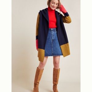 Anthropologie Valerie Colorblocked Sweater Coat S NWT
